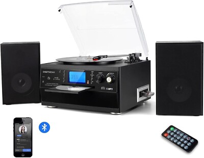 504 Bluetooth Record Player Turntable with Stereo Speaker LP Vinyl to MP3 Conver