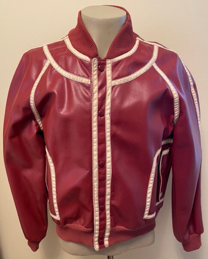 VINTAGE AMEREX REVERSIBLE VINYL JACKET RUST & CREAM LARGE VINTAGE AMEREX REVERSIBLE VINYL JACKET RUST & CREAM LARGE