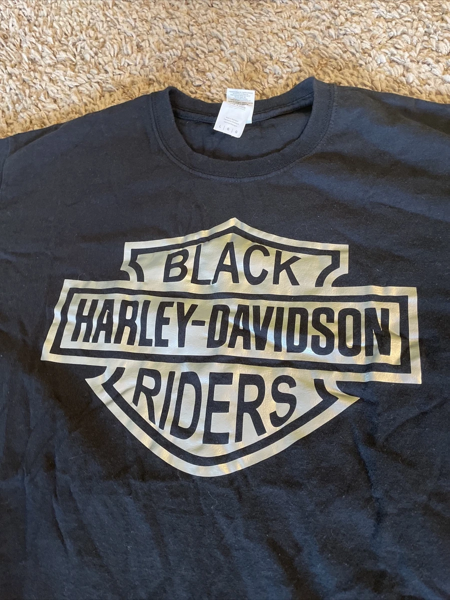 Harley Davidson Black Riders T Shirt Large Black Metallic Silver Excellent
