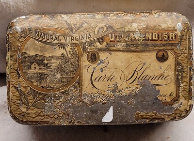 NATURAL VIRGINIA CUT CAVENDISH CARTE BLANCHE  TOBACCO TIN EMPTY