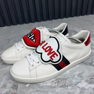 Gucci Ace Sneakers Blind For Love Patch Web White Leather 5 UK or 8 US or 38 EUR