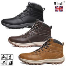 Mens Warm Shoes Walking Ankle Trainers Hiking Leather Outdoor Snow Boots Wisstt