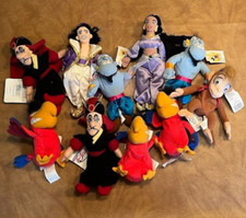 Lot of Disney Store Aladdin Mini Bean Bag Plush Genie Jafar Lago Abu Jasmine Ali