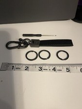 Black Leather Lanyard With Heavy Duty Metal Carabiner Clip For Keys Extra Rings