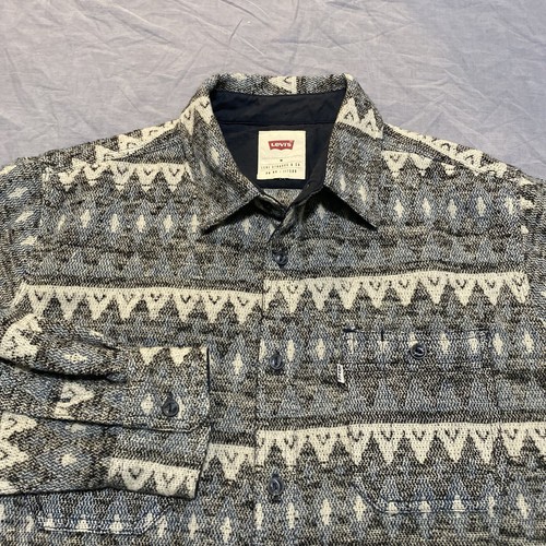 NEW Levi’s Shirt Men’s Medium Aztec Navajo Woven Southwestern Wool Blend Cowboy - Picture 2 of 15