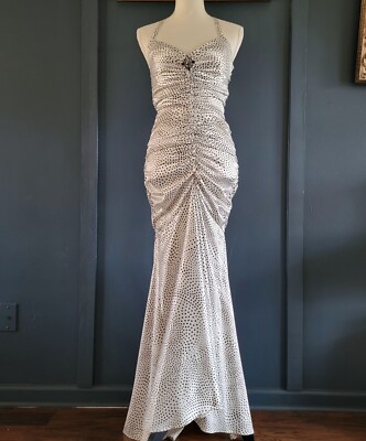 Jessica McClintock Polka Dota Ruched Bodycon Mermaid Gown Dress w/ Train Size 2 | eBay Jessica McClintock Polka Dota Ruched Bodycon Mermaid Gown Dress w/ Train Size 2 | eBay
