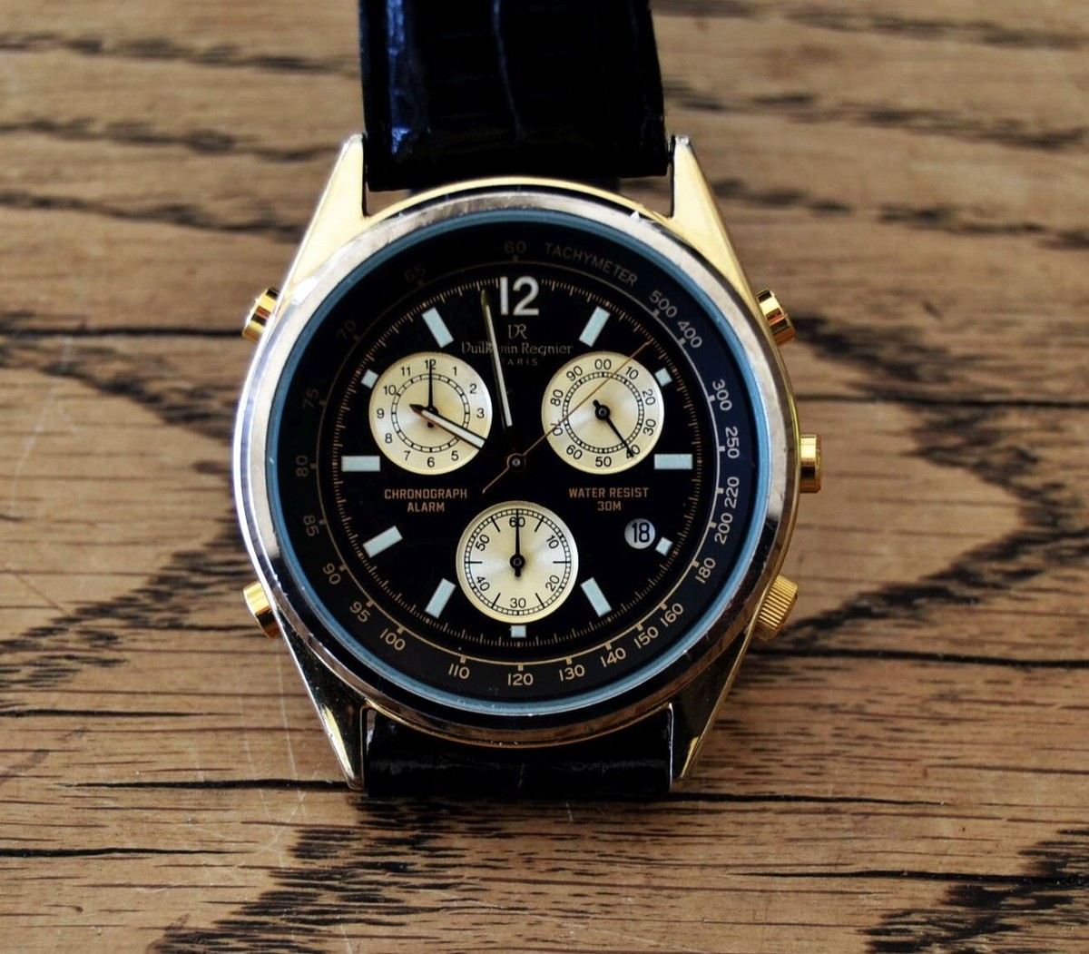 Montre Homme Vuillemin Regnier, Quartz, Cadran Rond, Bracelet Marron Et Acier - Occasion