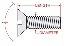 1/4-20 x 1-1/2" 82° Flat Head Screw Slotted Countersunk Nylon Fastener S17129