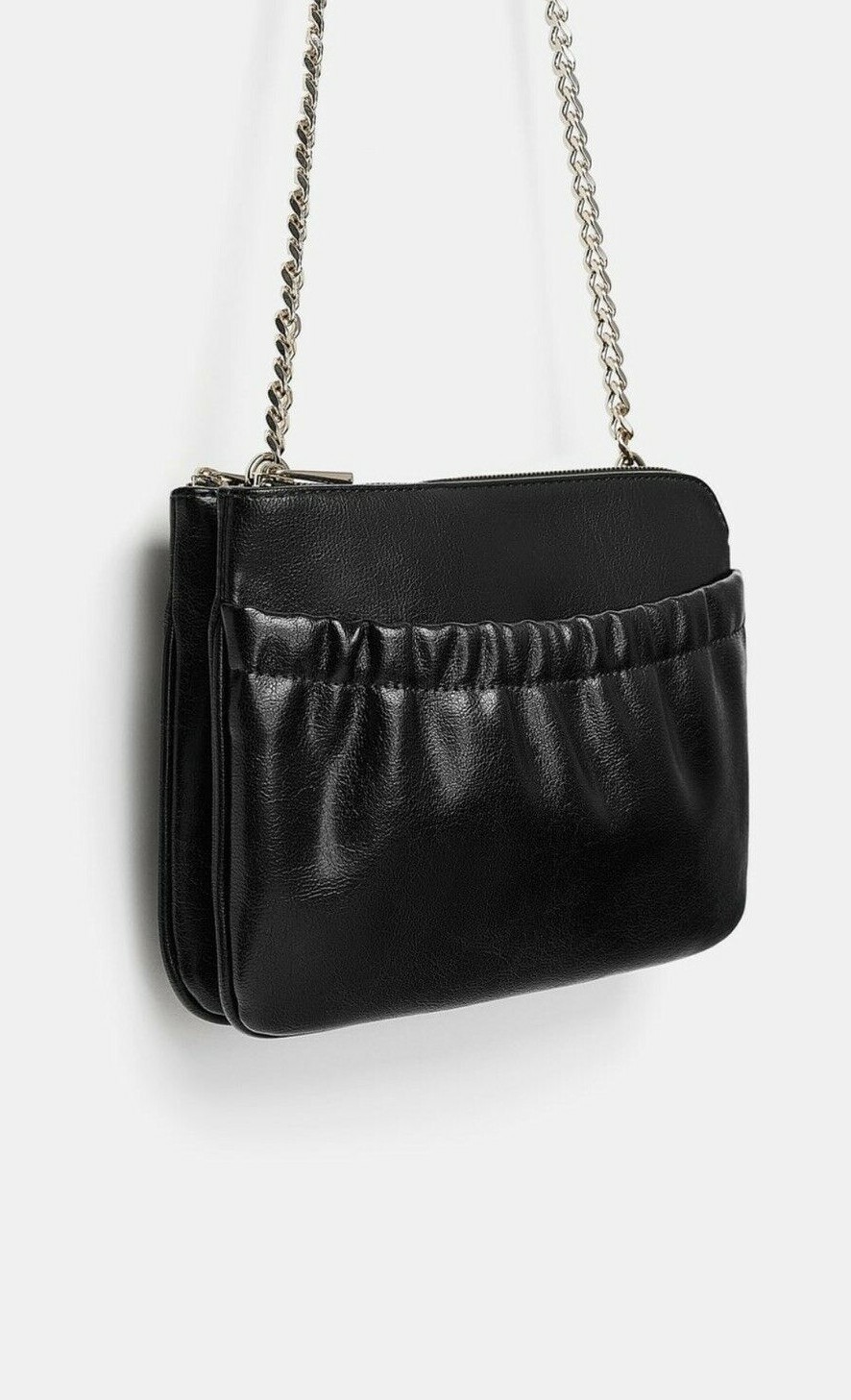 ZARA Women's Pocket Crossbody Bag(Black, Size:S)