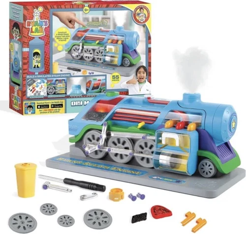 NEW Ryan's World DIY Model Steam Engine 54-Piece Train Building Kit Age 8+