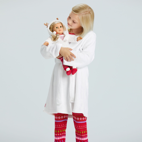 American Girl Rentier Morgenmantel mit Kapuze 1 Puppengröße + 1 Mädchengröße 5/6 Morgenmantel Urlaub - Bild 1 von 12