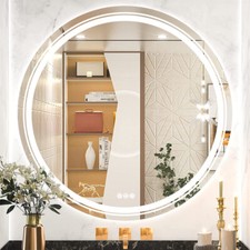 Round Illuminated Bathroom Mirror with LED Lights Heated Demister Electric Touch