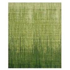 8'2"x10'3" Pickle Green Vertical Ombre Design Hand Knotted Soft Wool Rug R75515