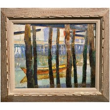 Andrew George Winter Impressionist Coastal Scene, Provincetown Docks circa 1920