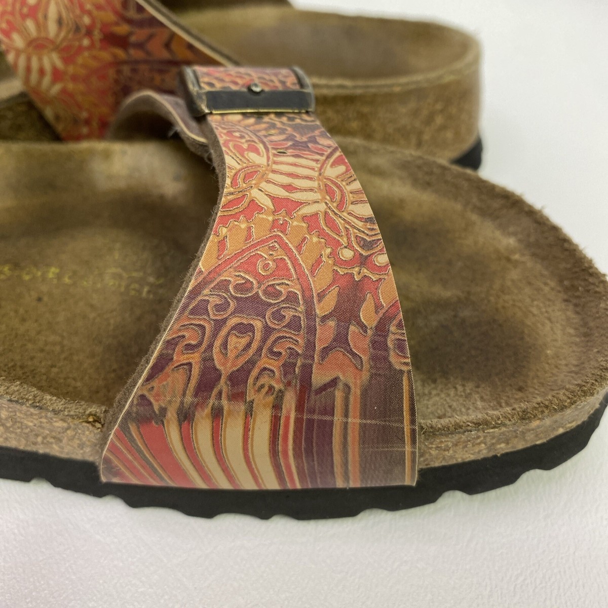 Birkenstock Papillio Sydney Orange Tan Green Patterned Sandals US 