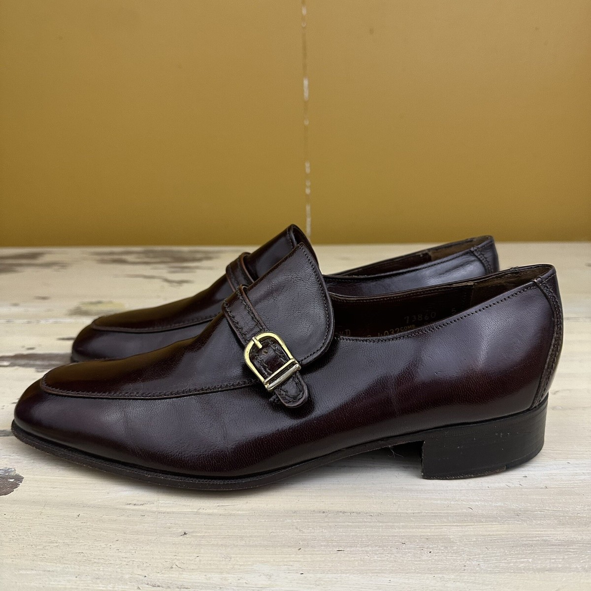JOHNSTON & MURPHY - Brown Leather Tassel Side-Buckle Dress Shoes