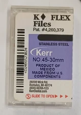 Kerr Dental Size 45 30mm Stainless Steel K-FLEX file 6-file per box 