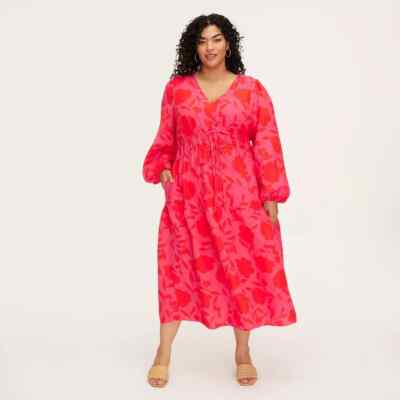 NWT KATE SPADE x TARGET Sz 3X Rose Linen Blend Tiered Long Sleeve Maxi  Dress | eBay