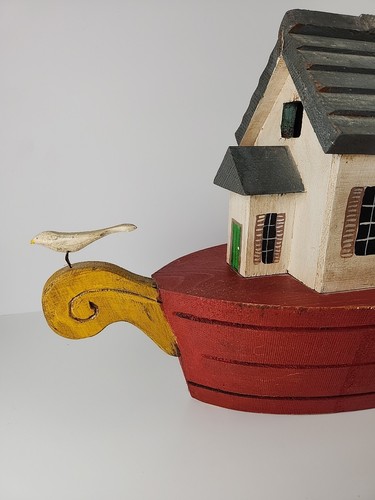 VTG Nancy Thomas Noahs Ark Carved Wood Folk Art w/ Animals RARE Signed 1987 24" - Picture 23 of 24