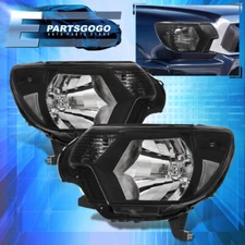 For 12-15 Toyota Tacoma Replacement Headlights Lamps Left+Right Pair Black Clear