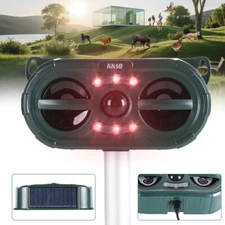 Solar Animal Repeller Nocturnal Coyote Deterrent Frequency Sonic Flashing Alarm