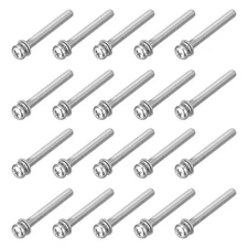 20Pcs M5 x 50mm 304 Stainless Steel Phillips Pan Head Machine Screws Bolts