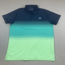 Mens Polo XL Under Armor Golf Polo Heatgear Loose Navy Blue Green GRAND CYPRESS