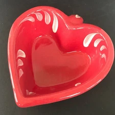 Rowe Pottery Works Red Heart Dish Handle 8 Inch Stoneware Wisconsin