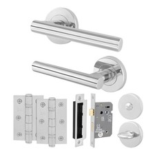 Polished Chrome Internal Door Handles, T-Bar Bathroom, Latch & Key Lock Sets