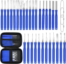 34PCS Terminal Removal Tool Kit Electrical Pin Wire Connector Automotive Blue