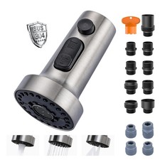 Stainless Steel Kitchen Faucet Head: 3-Function Kitchen Faucet Head with 13 A...