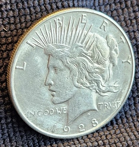 1928 S Peace Silver Dollar - San Francisco Mint -  EF Condition - Old Cleaning