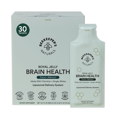 Beekeepers Naturals Brain Health Royal Jelly Liposomal 30ct, 0.34 FZ