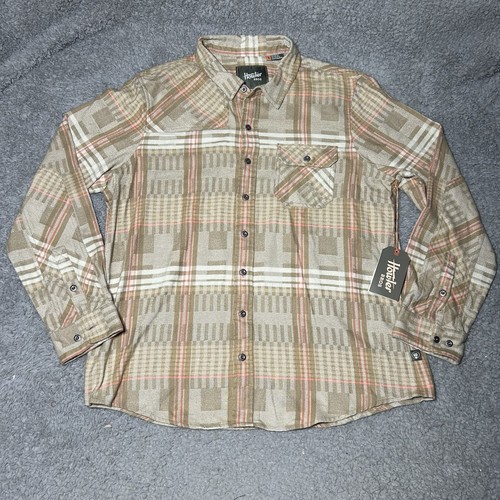 Howler Bros Harker Flannel Shirt Men's Size XL Brown Plaid Long Sleeve Button Up