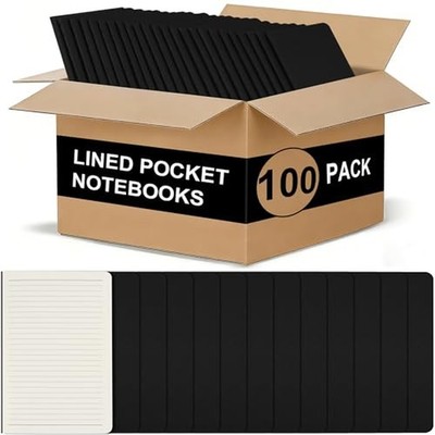 ZCZN 100 Pack Kraft Pocket Notebooks Bulk, 3.5 X 5.5 Inches Lined Paper Journ...