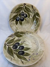 Set Of 3 Tabletops Unlimited Olive Grove 11 1/4” Dinner Plates EUC
