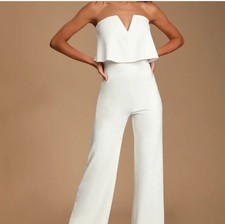 LULUS SEXY WHITE STRAPLESS  PANTSUIT ROMPER PANT SUIT WOMENS  XS
