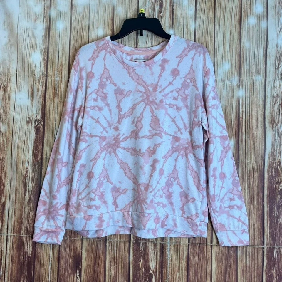 Conjunto de pijama de salón Maidenform rosa tie-dye suave manga larga talla mediana para mujer Foto 3 de 4