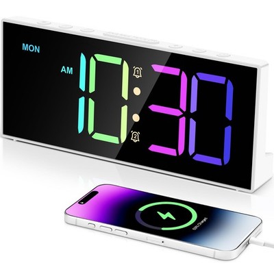 Alarm Clock with Large Display Big Numbers,5 Levels Brightness，Snooze,USB Cha...