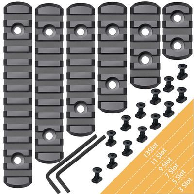 6 Pack Lock Picatinny Rail Aluminum 3/5/7/9/11/13 Slot Set M-Lok Picatinny Rail 