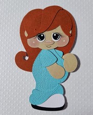 Pregnant Mommy Red Hair Teal Blue. Scrapbook, Card Making Paper Piecing
