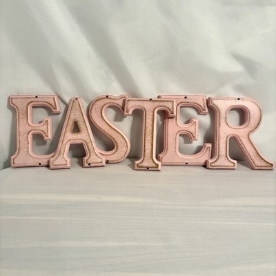 Easter Wooden Letters Shabby Chic Vintage Pastel Style 5  Stand Hang Distressed