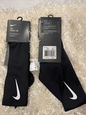 Nike Dri-Fit 3.0 Head Tie - Black With Logo 3 Inch Sweatband Headband TWO New 