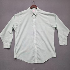 Brooks Brothers Mens Green Check Traditional Fit Non-Iron Dress Shirt Size 17-34