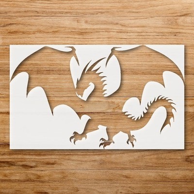 Dragon Clip Art Custom Painting Stencil for Mythical Creature Lovers - Stenci 