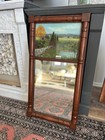 SUPERB 28" ANTIQUE TRUMEAU MIRROR REVERSE PAINTING ORNATE ART NOUVEAU WOOD RIVER — photo 1