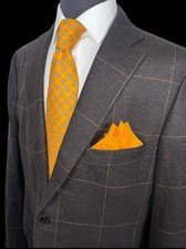 FALL READY BELVEST BROWN WINDOWPANE FLANNEL SPORT COAT SZ 46 ITALY