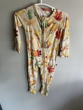 3/6 Months Bums and Roses Fall Pumpkin Leaf Zippy, EUC