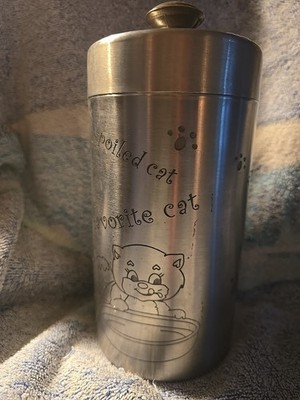 Stainless Steel Kitty Treat Canister Cat Food Storage