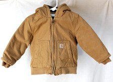 Carhartt Toddler 18M Brown Hooded Duck Canvas Quilt Lined Jacket Coat USA Style